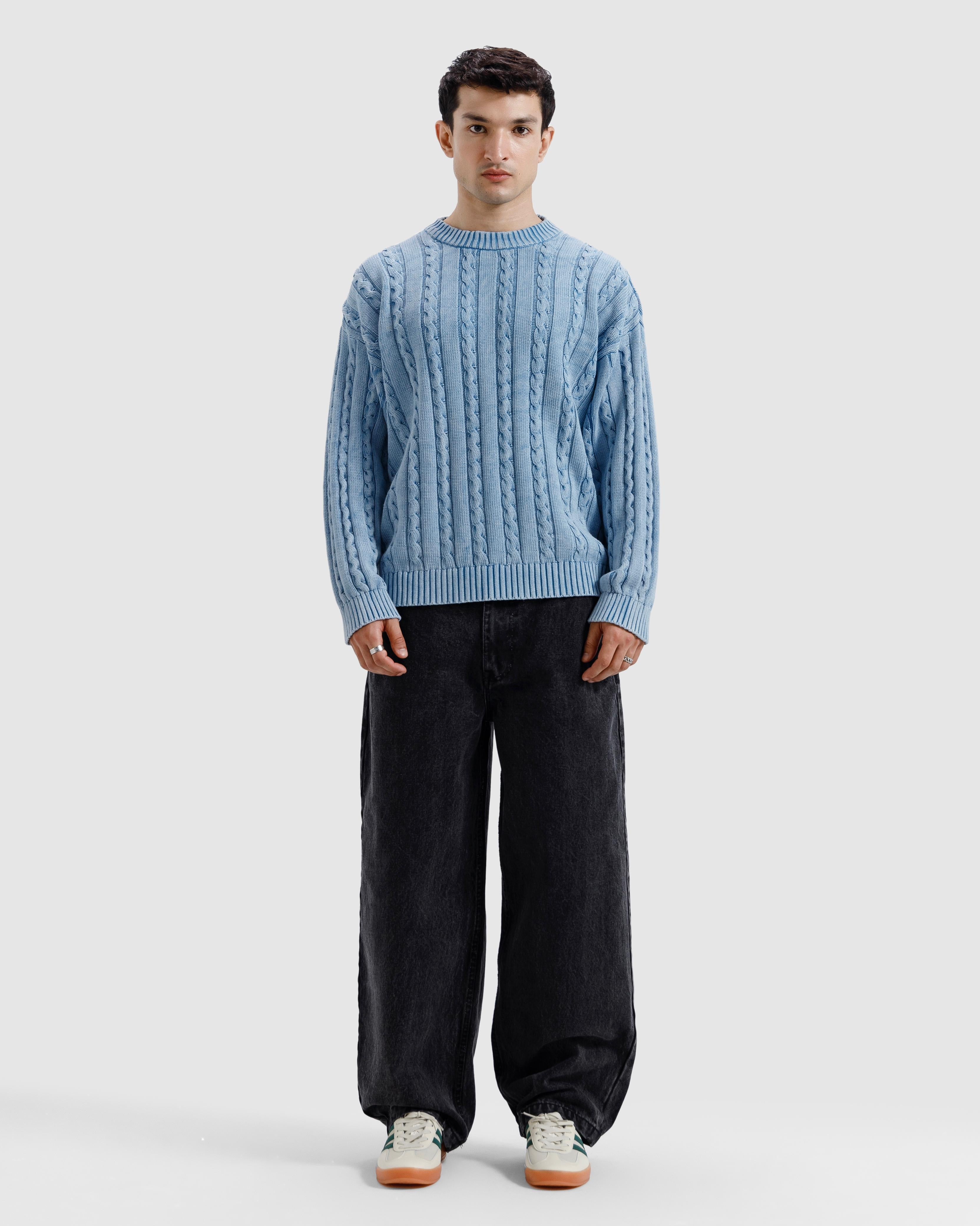 Washed Cable Knit Sweater