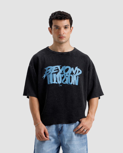Washed Print Knit Tshirt