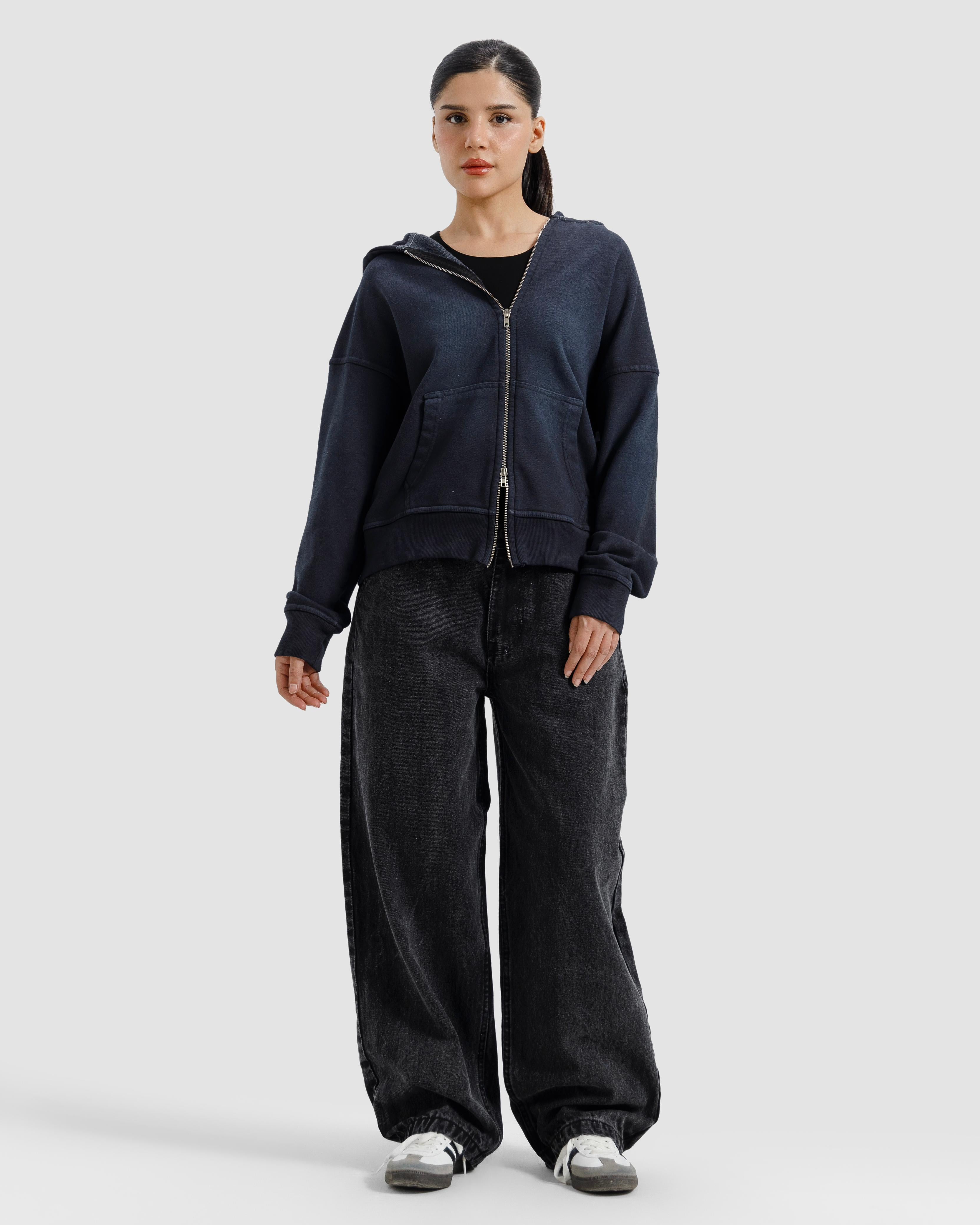 Washed Zipper Hoodie