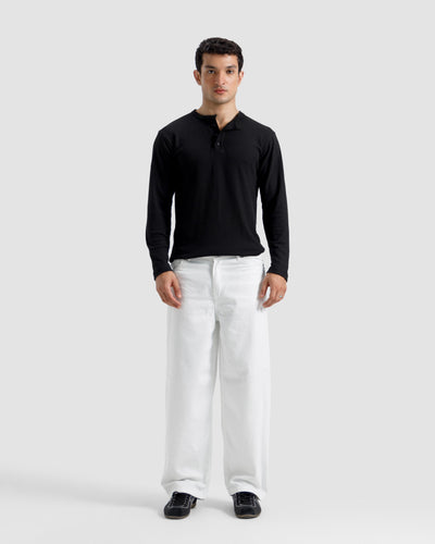 Waffle-Knit Henley Tshirt