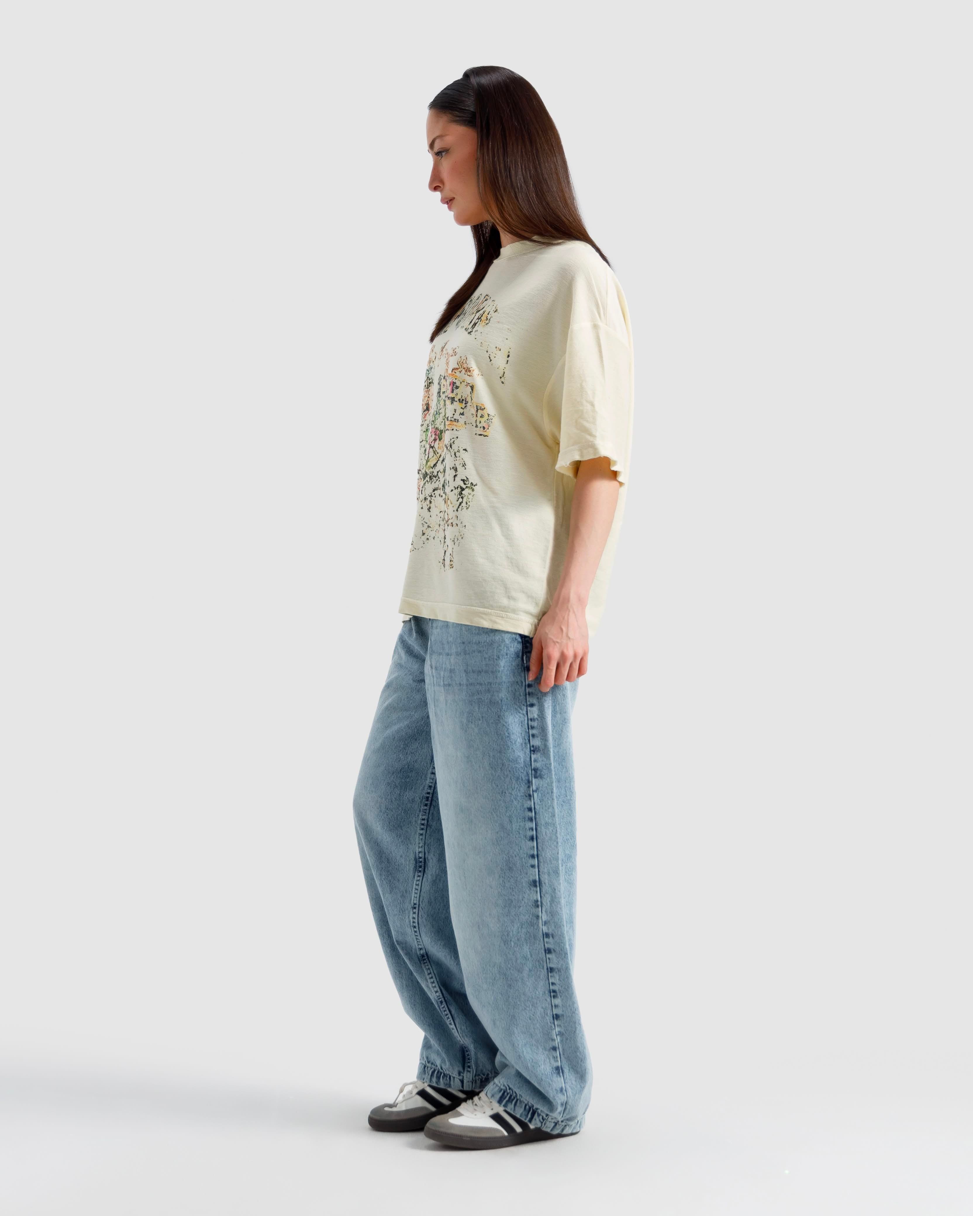 Washed Print Knit Tshirt
