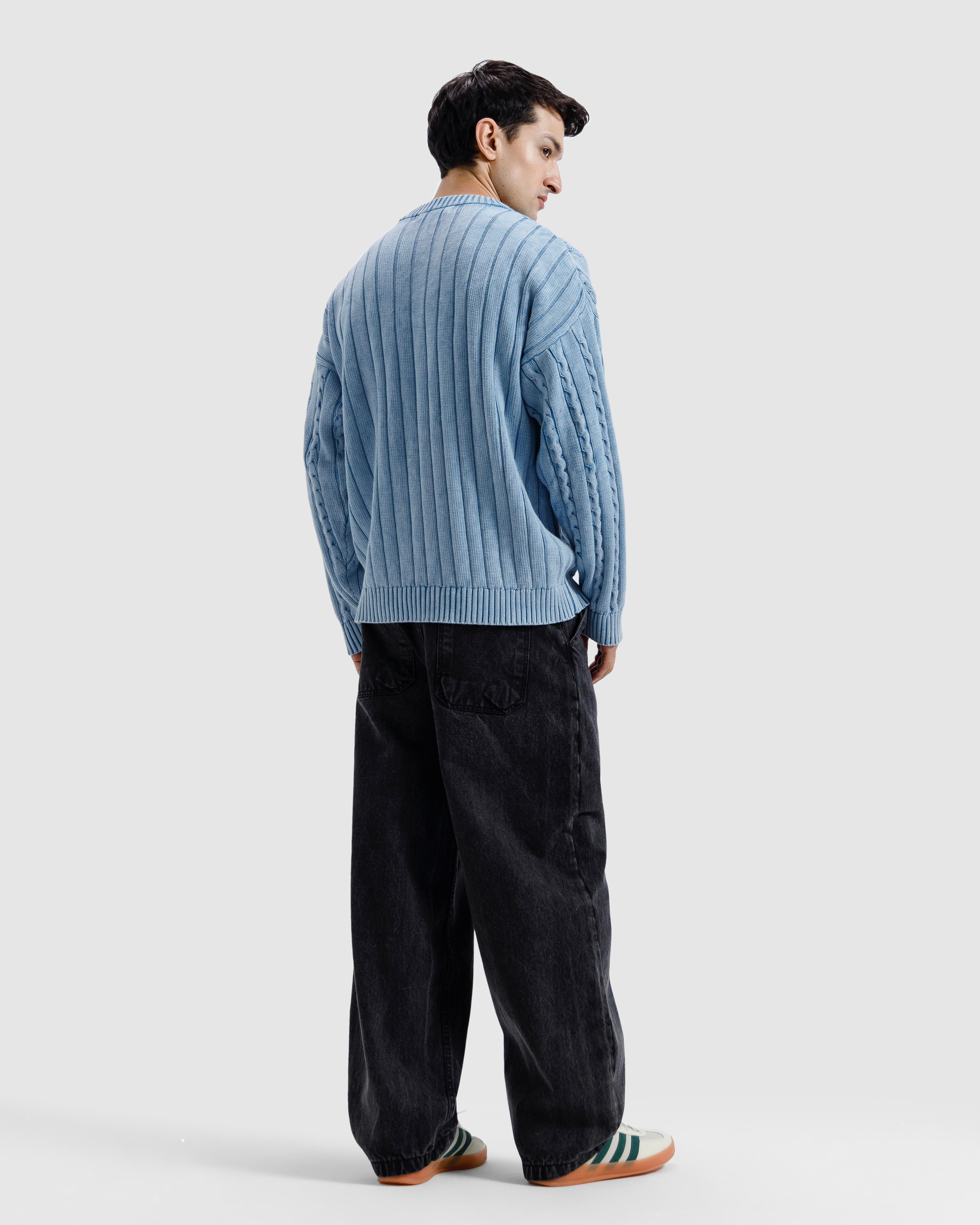 Washed Cable Knit Sweater