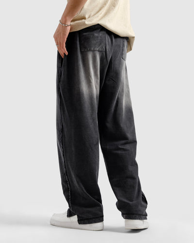 Pleated & Raw Detail Washed Trousers