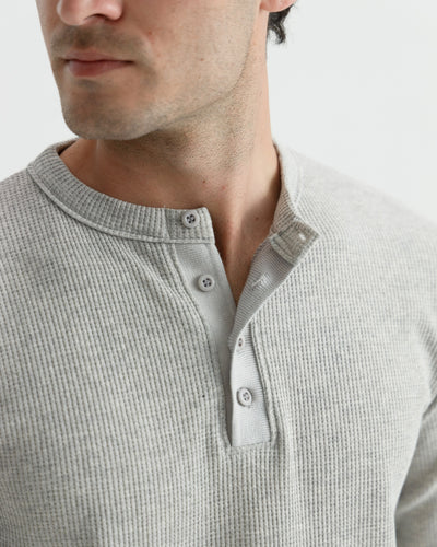 Waffle-Knit Henley Tshirt