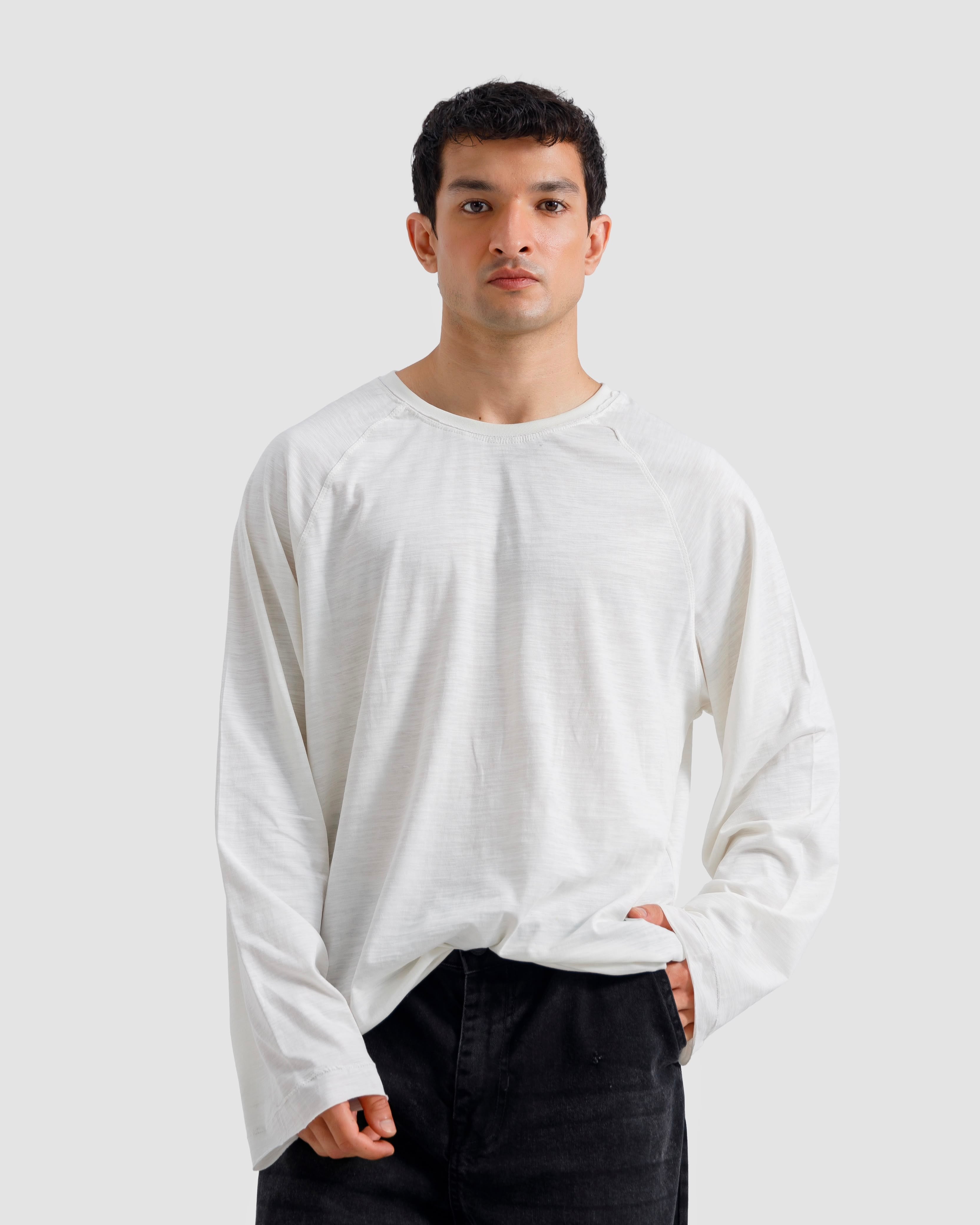 Washed Slub Textured Raglan T-Shirt