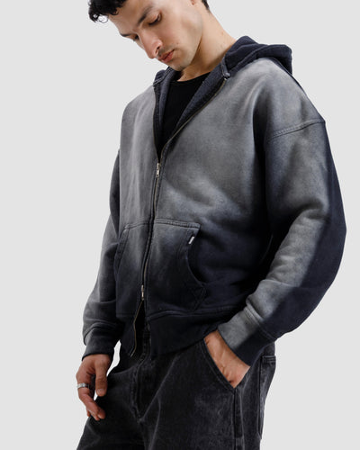 Faded Washed Zipper Hoodie