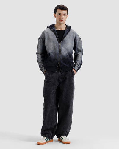 Faded Washed Zipper Hoodie