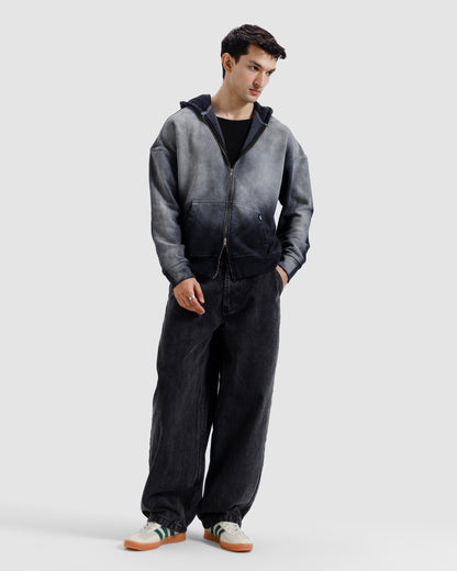 Faded Washed Zipper Hoodie
