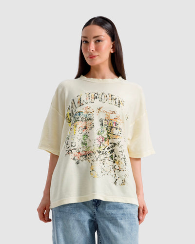 Washed Print Knit Tshirt