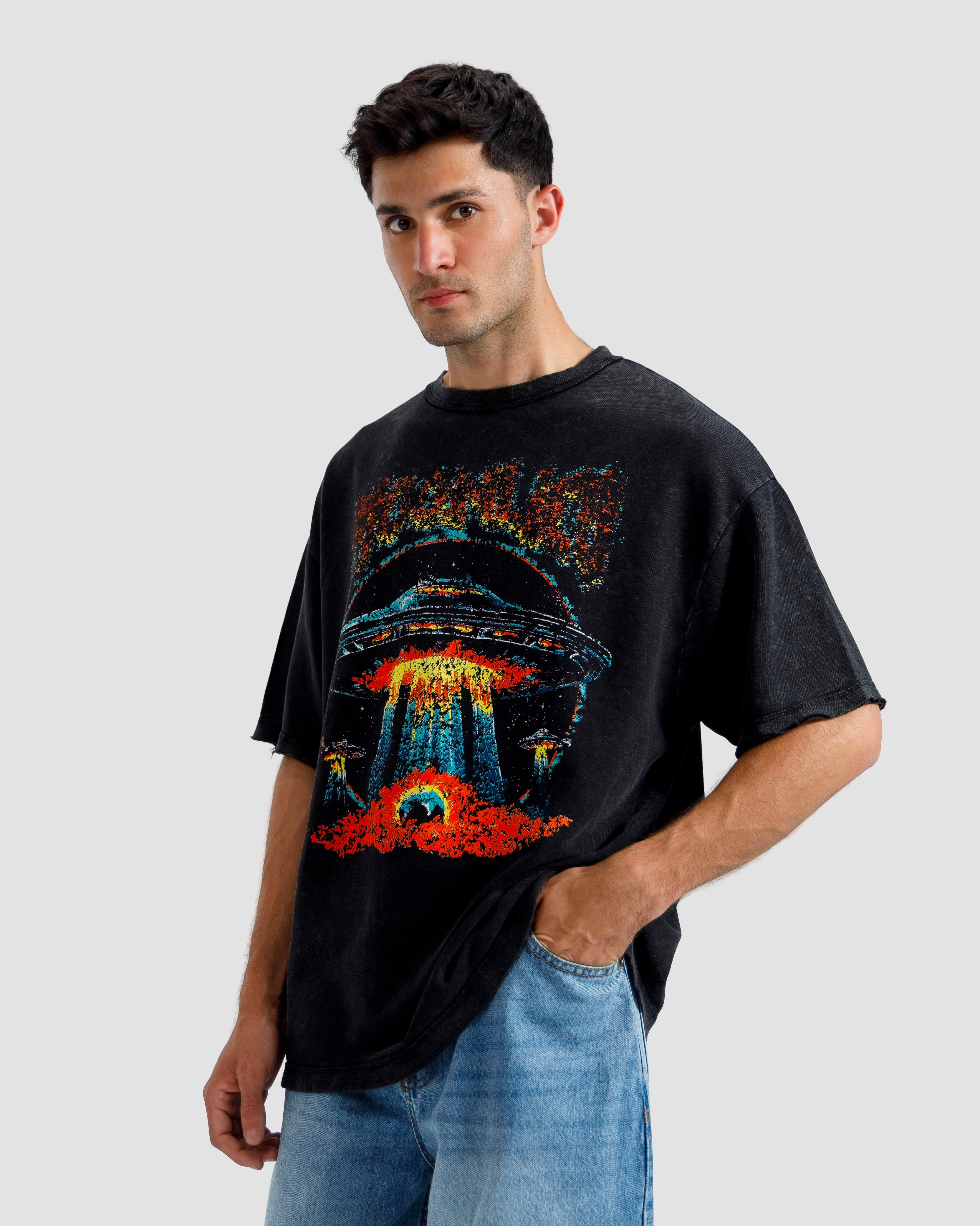 Washed Print Knit Tshirt