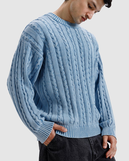 Washed Cable Knit Sweater