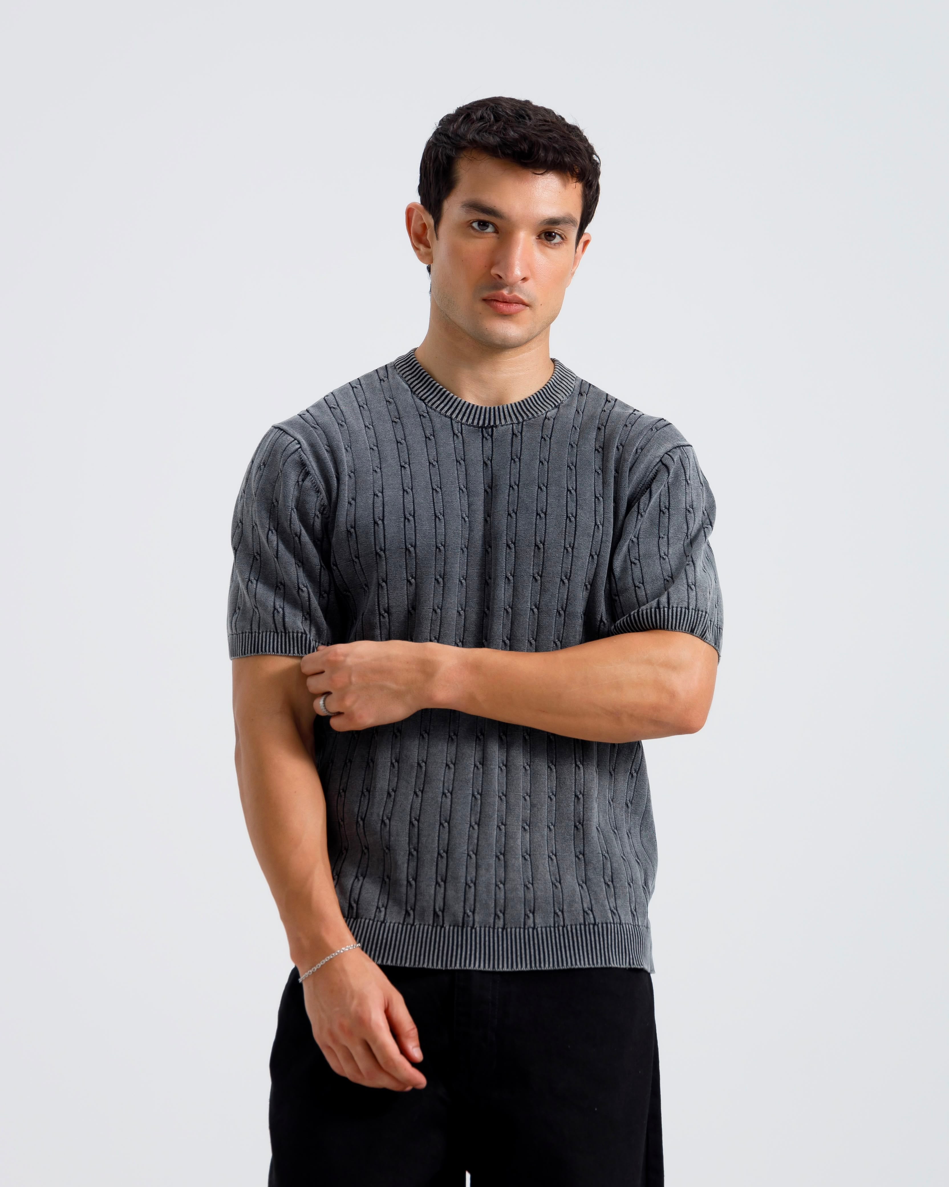 Washed Cable Knit Tshirt
