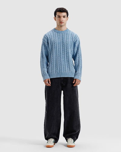 Washed Cable Knit Sweater