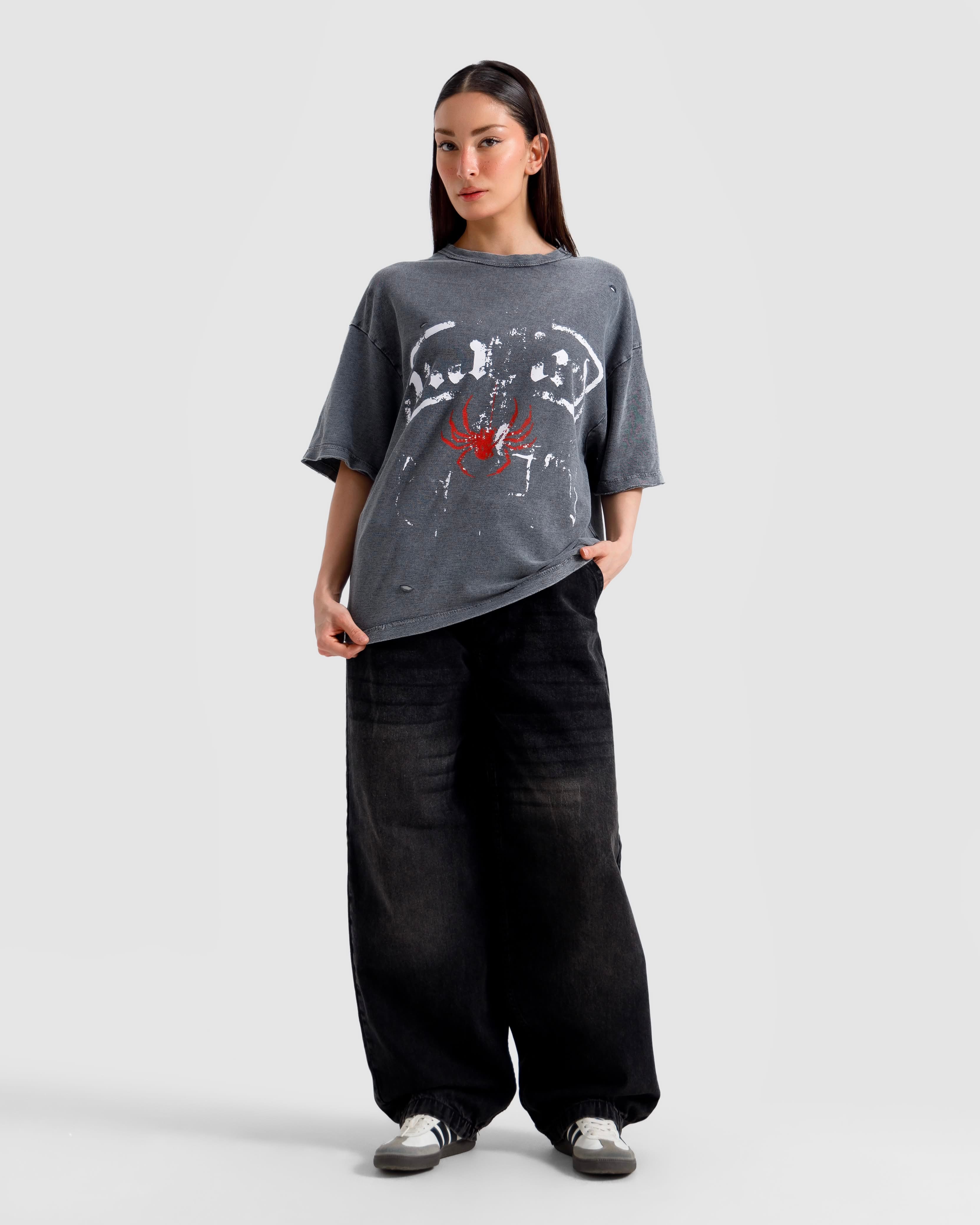 Washed Print Knit Tshirt