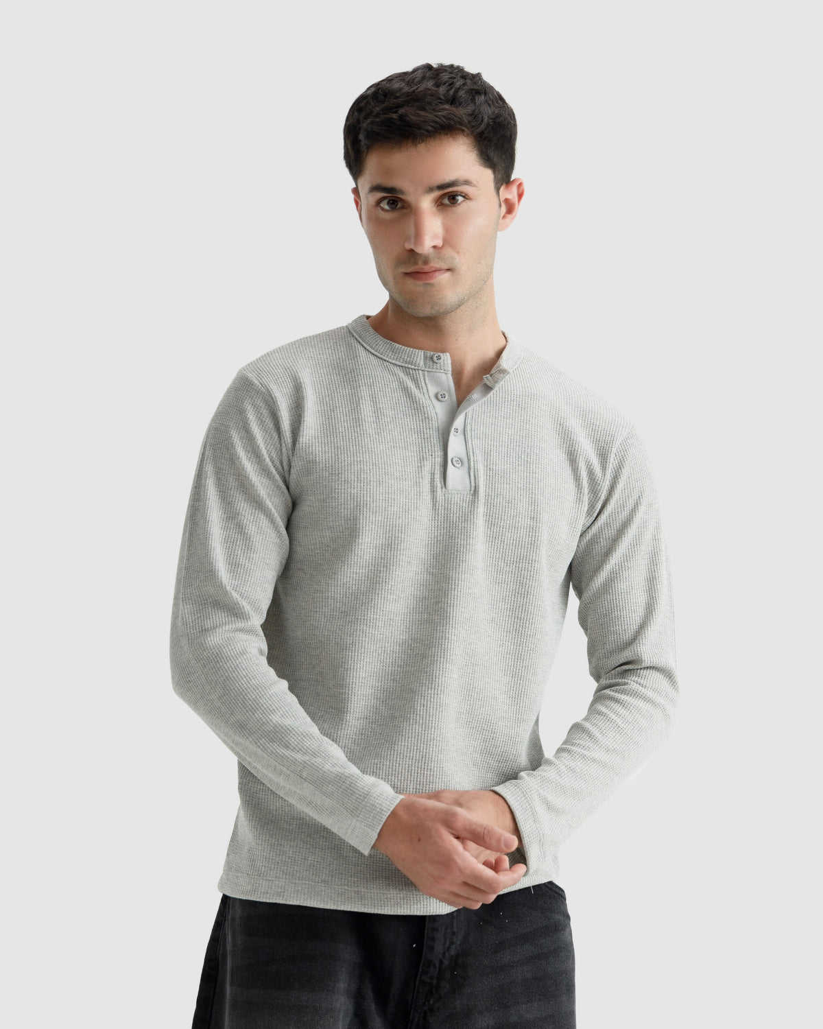 Waffle-Knit Henley Tshirt