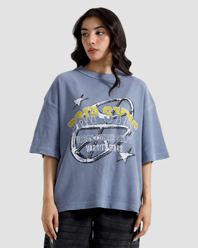 Washed Print Knit Tshirt
