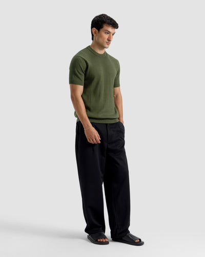 Vertical Textured Knit Basic Essential