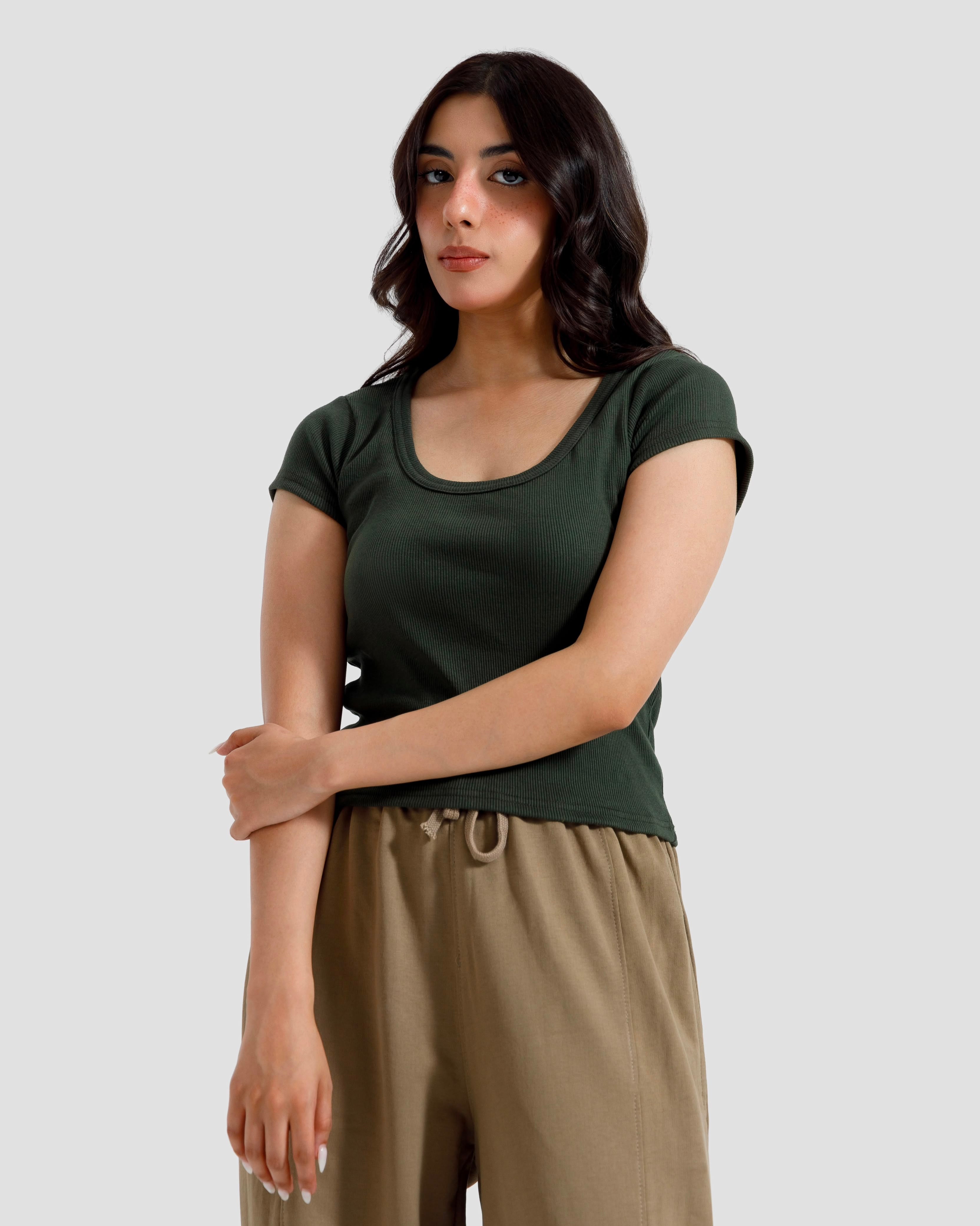 Scoop Neck Rib Tshirt