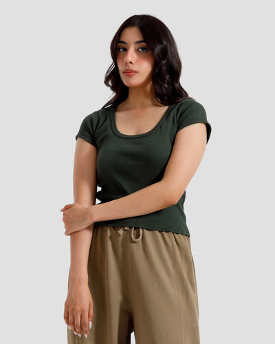Scoop Neck Rib Tshirt