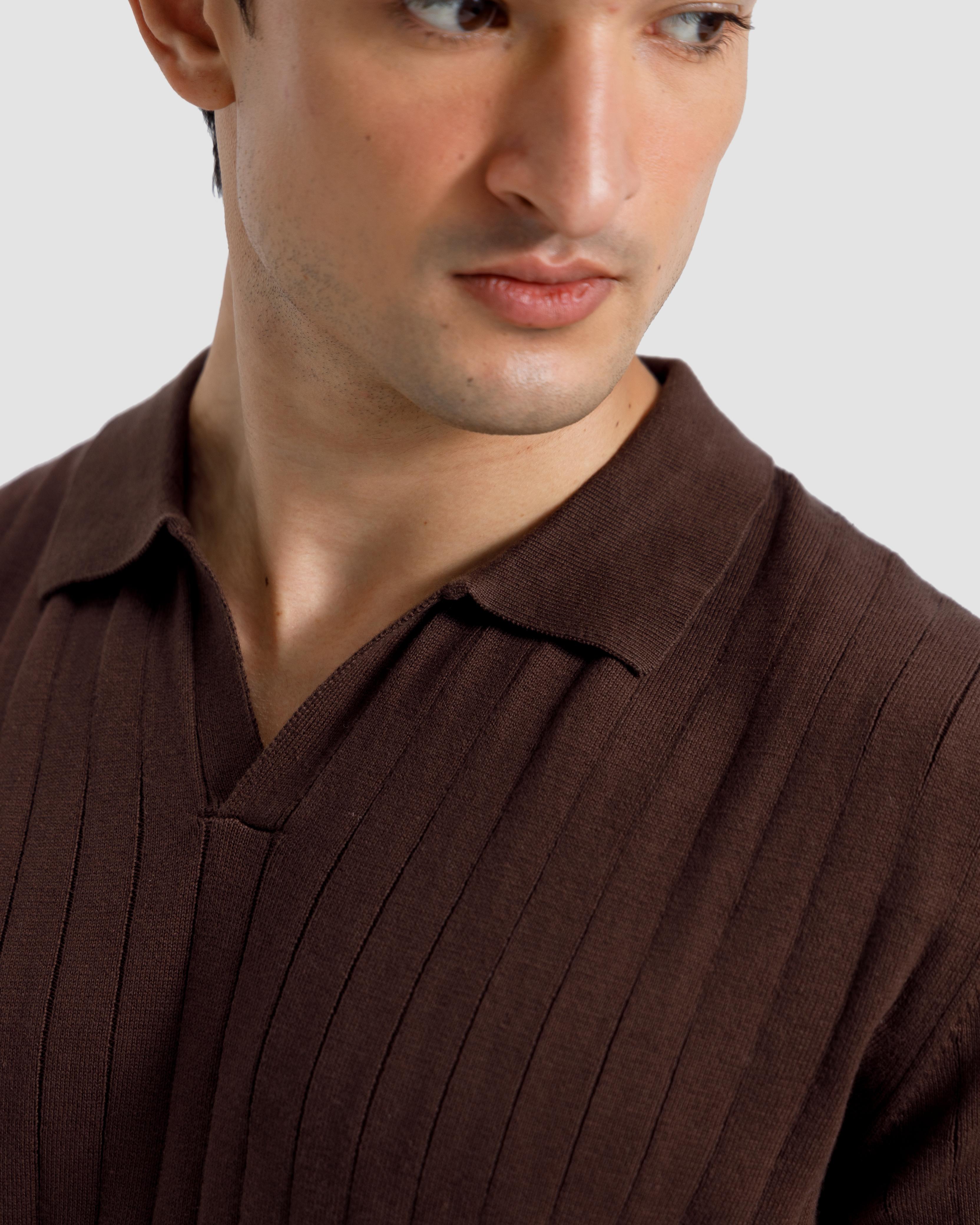 Vertical Textured Knit Polo