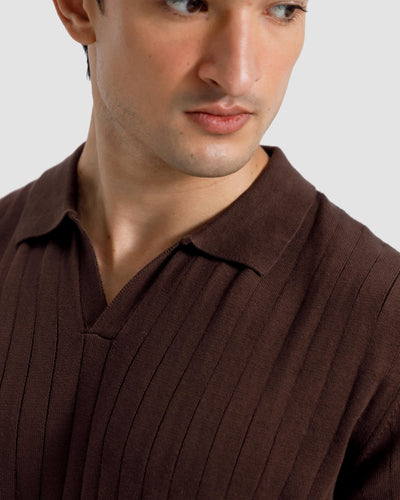 Vertical Textured Knit Polo