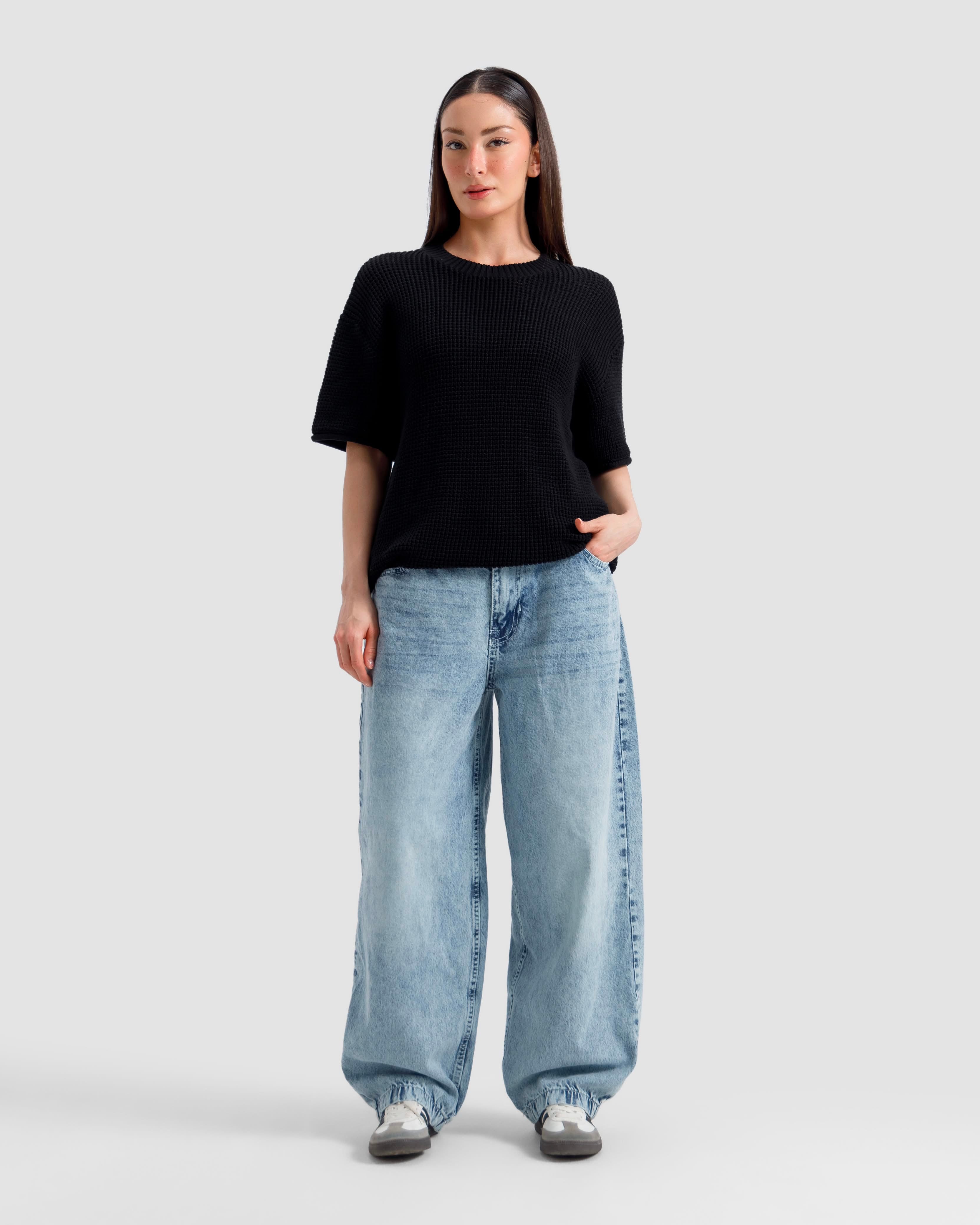 Relaxed Fit Textured Knit Tshirt