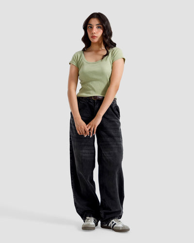 Scoop Neck Rib Tshirt
