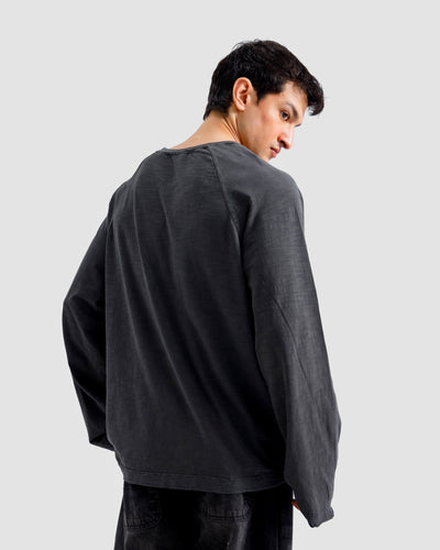 Washed Slub Textured Raglan Tshirt