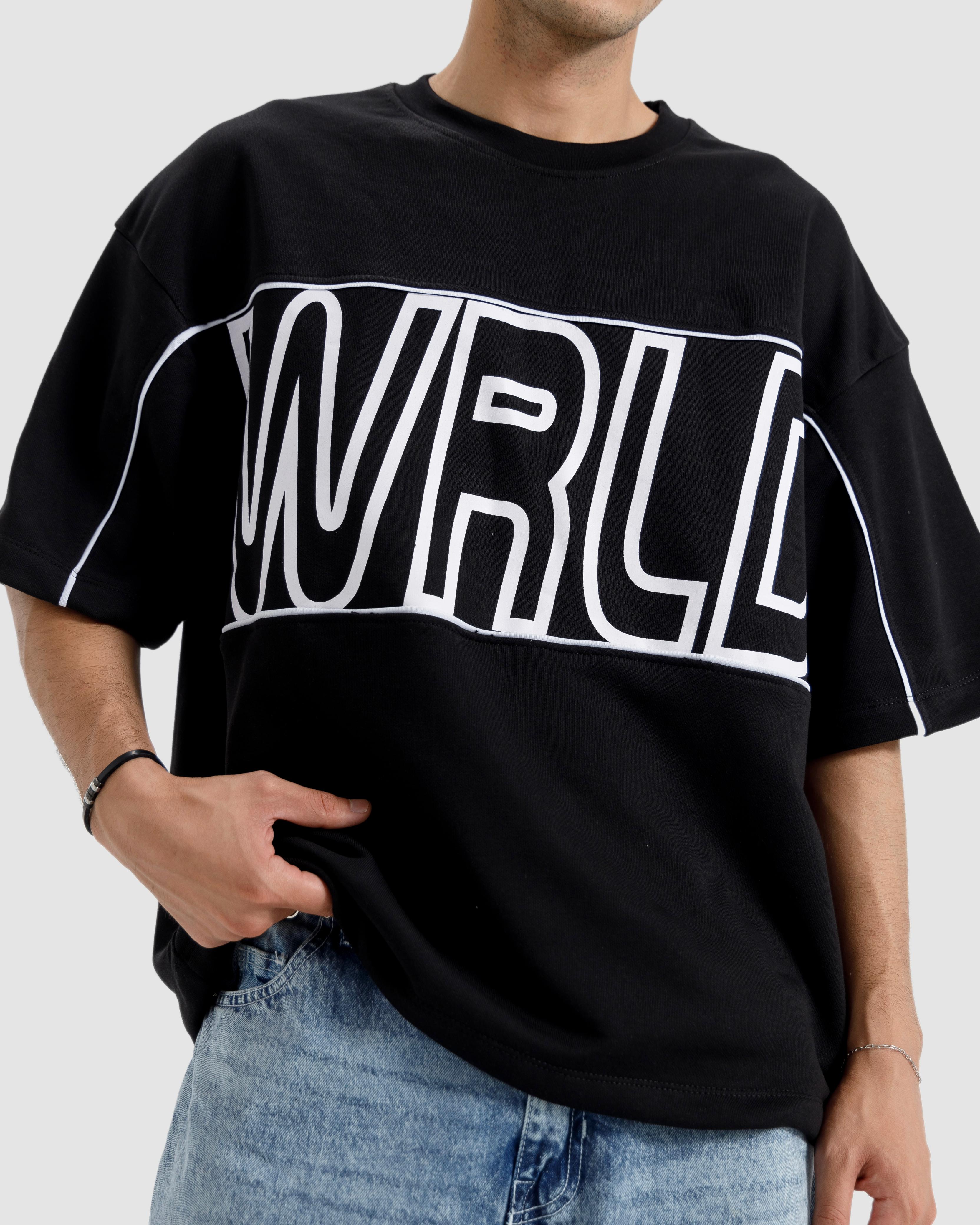 Boxy Printed Piping Tshirt
