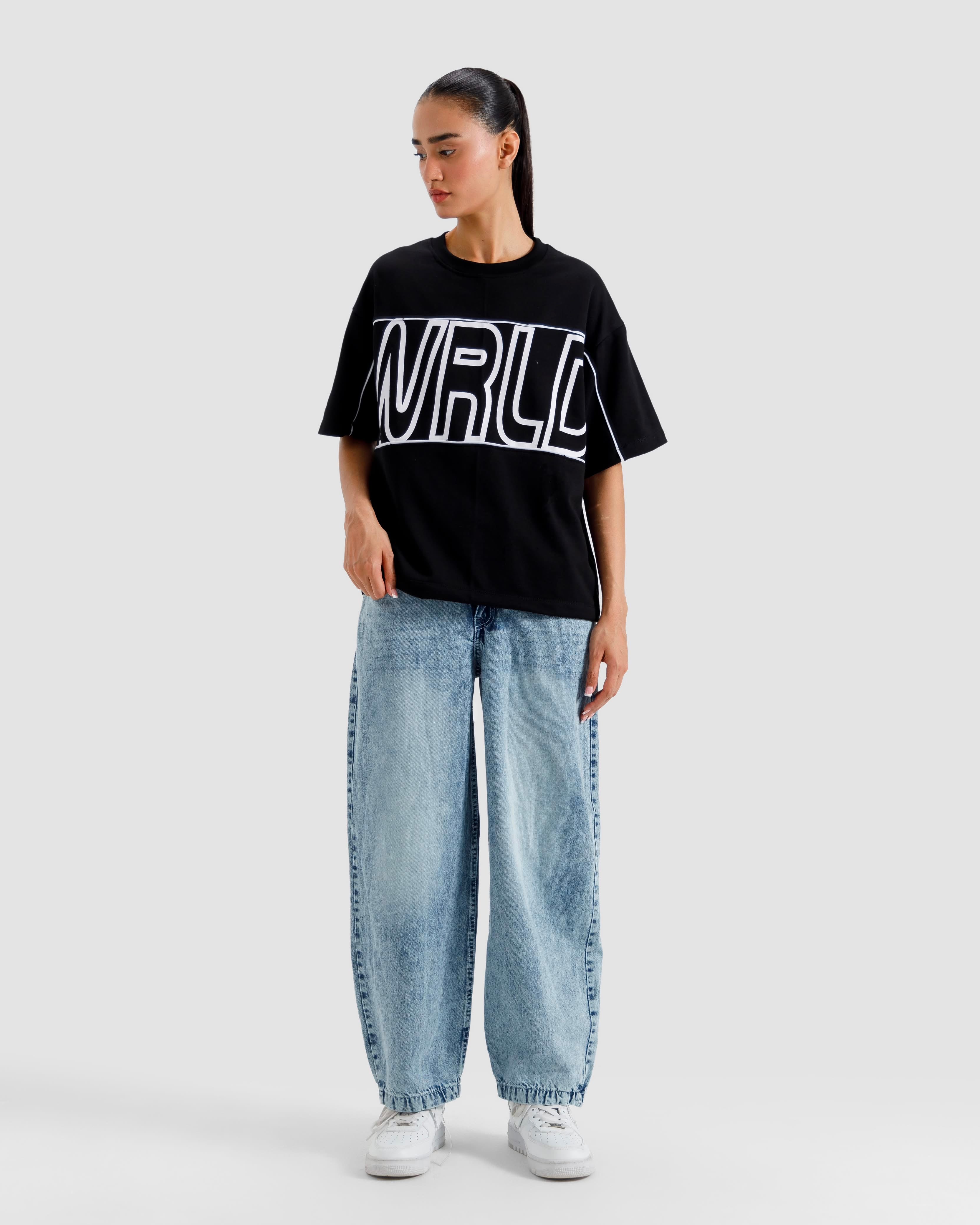 Boxy Printed Piping Tshirt