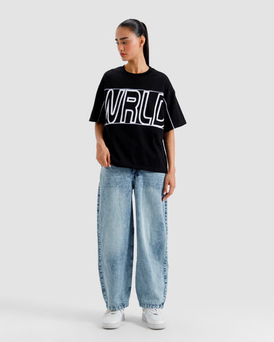 Boxy Printed Piping Tshirt