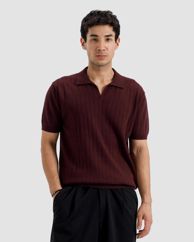 Vertical Textured Knit Polo