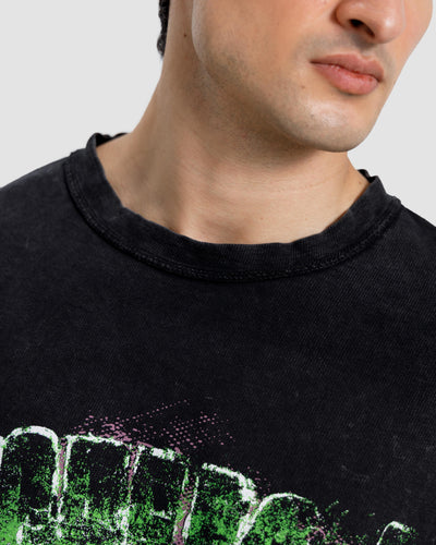 Washed Print Knit Tshirt