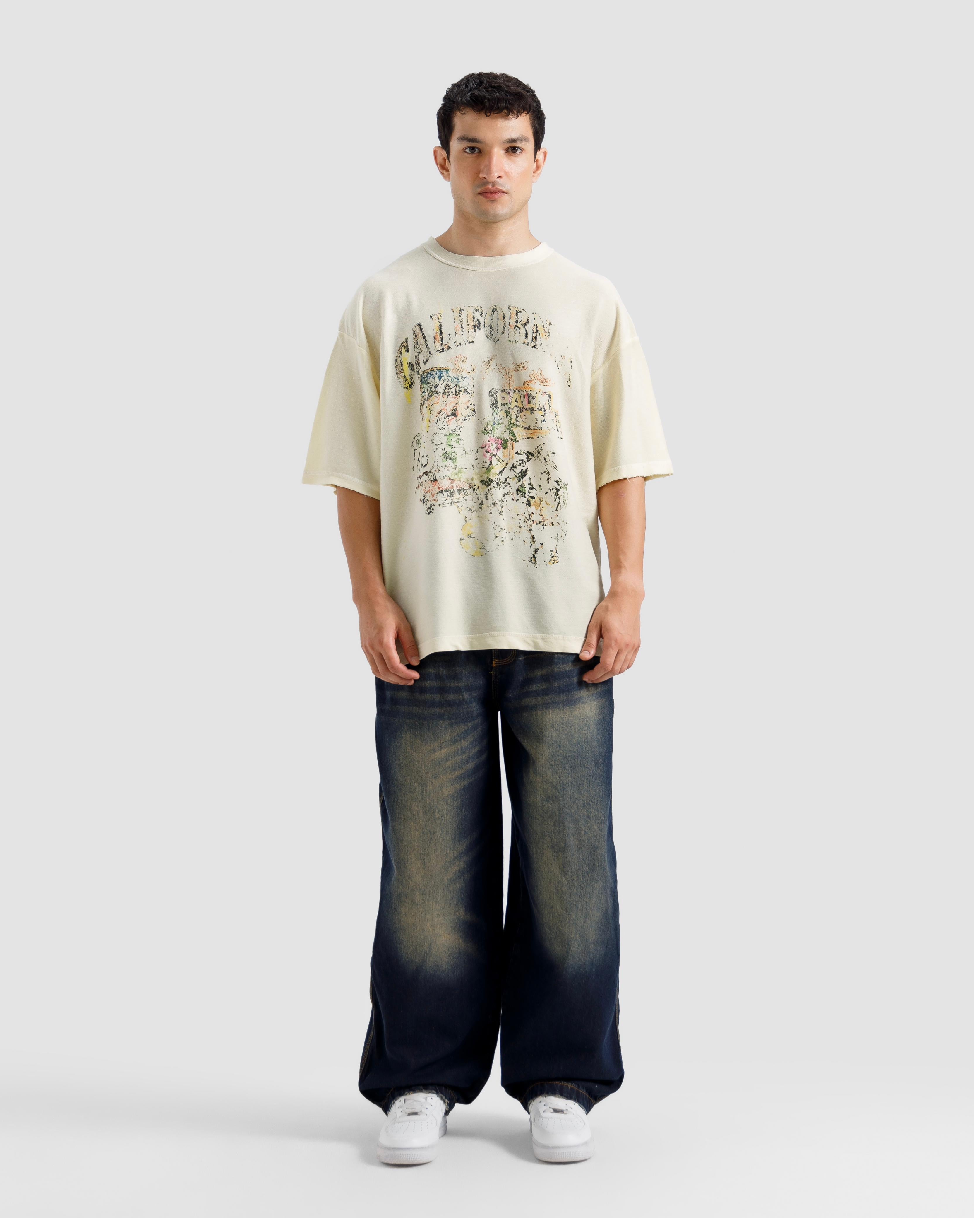 Washed Print Knit Tshirt
