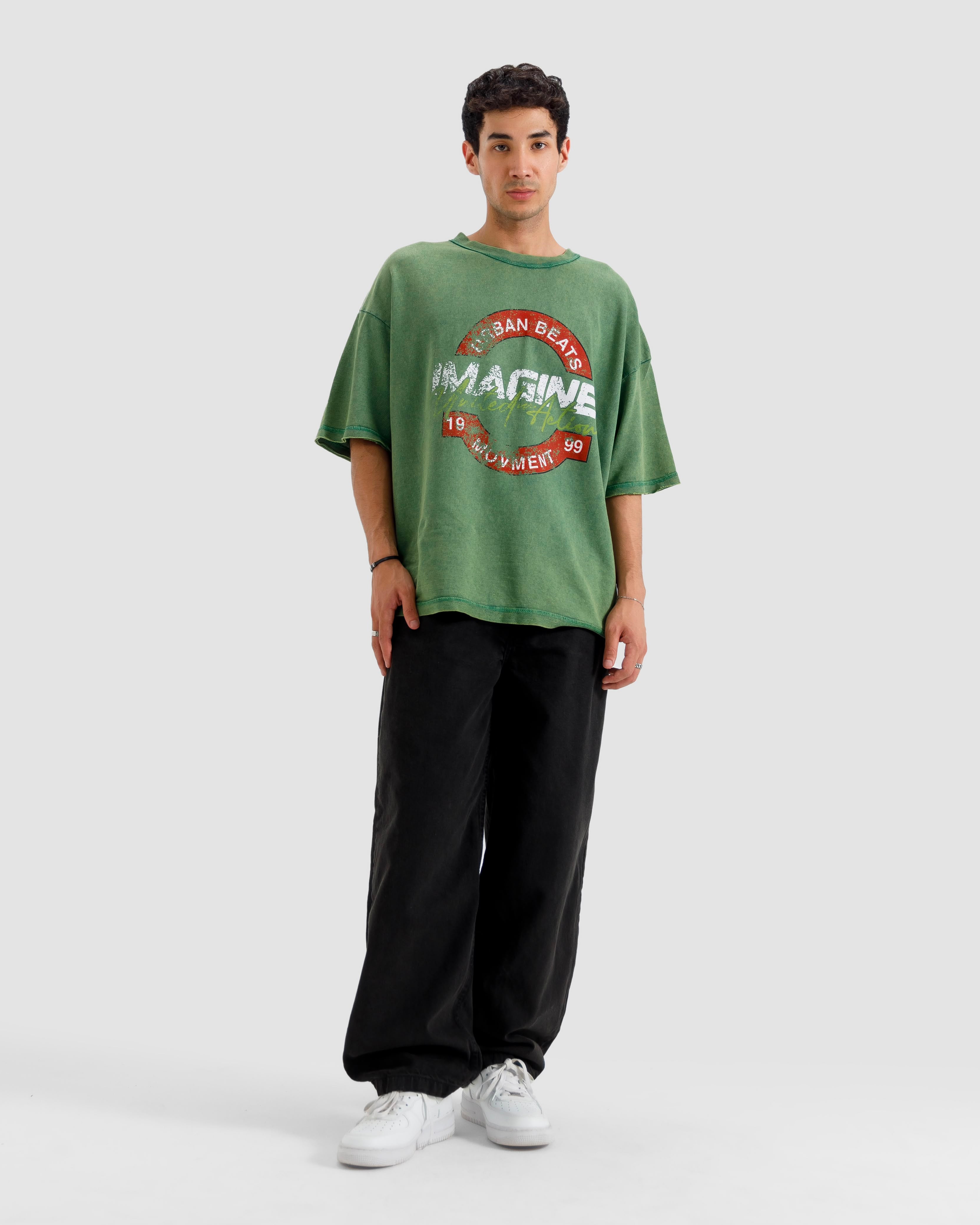 Washed Print Knit Tshirt