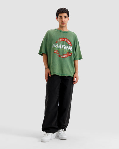Washed Print Knit Tshirt