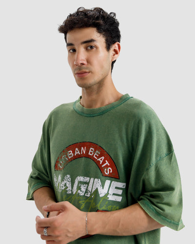 Washed Print Knit Tshirt