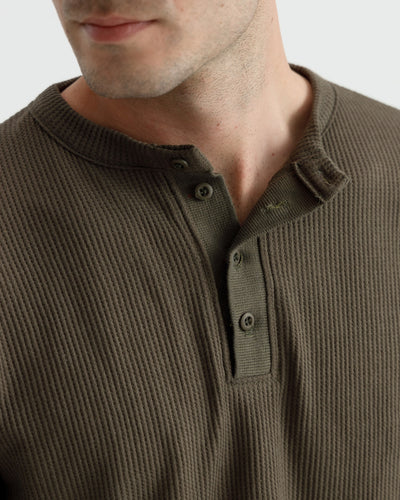 Waffle-Knit Henley Tshirt