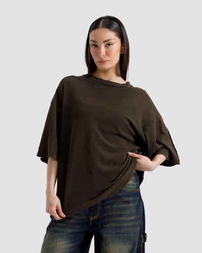 Washed Knit Shoulder Detail Essential Tshirt