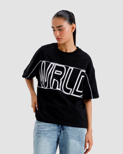 Boxy Printed Piping Tshirt