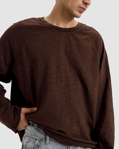 Washed Slub Textured Raglan Tshirt