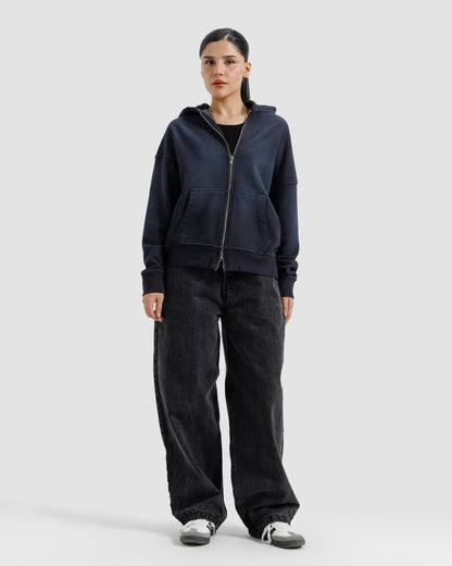 Washed Zipper Hoodie