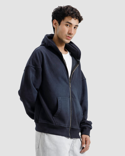 Washed Zipper Hoodie