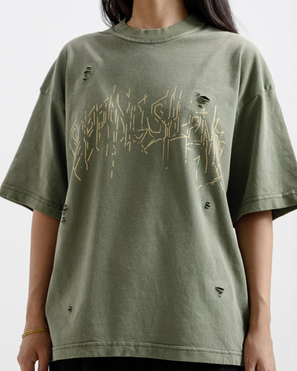 Distressed Washed Print Tee