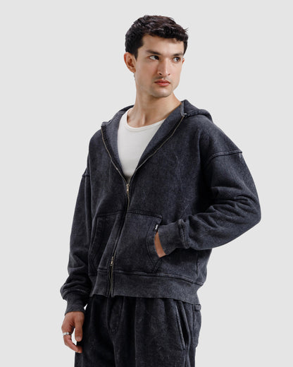 Washed Zipper Hoodie