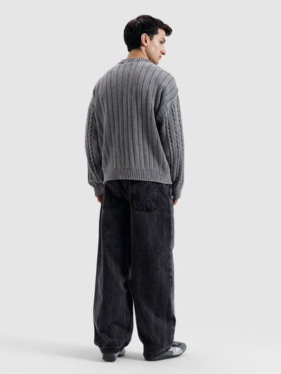 Washed Cable Knit Sweater