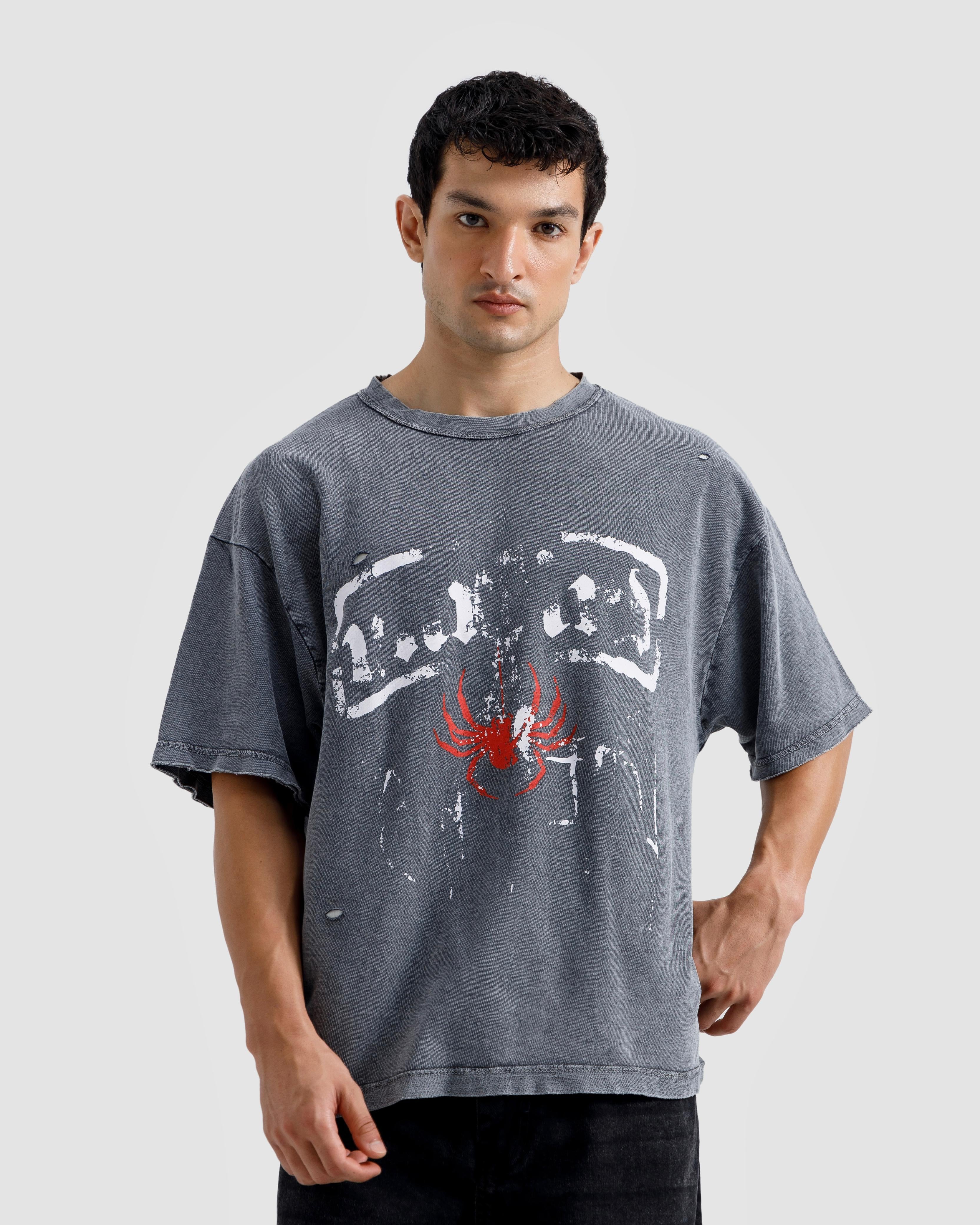 Washed Print Knit Tshirt