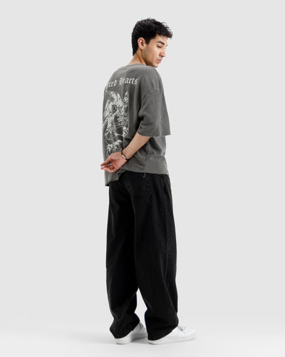 Washed Knit Pierced Hearts Tshirt