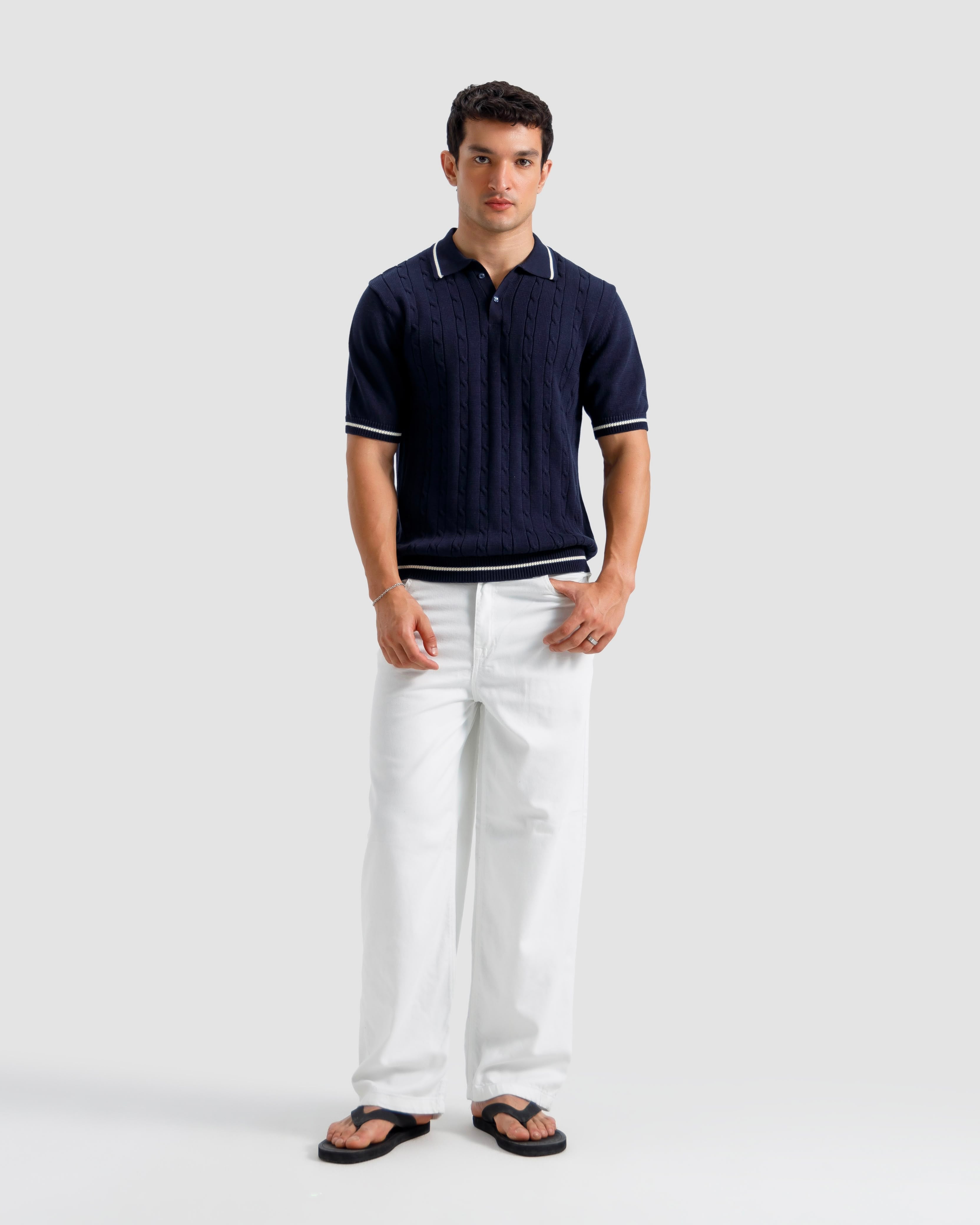Cable Knit Polo