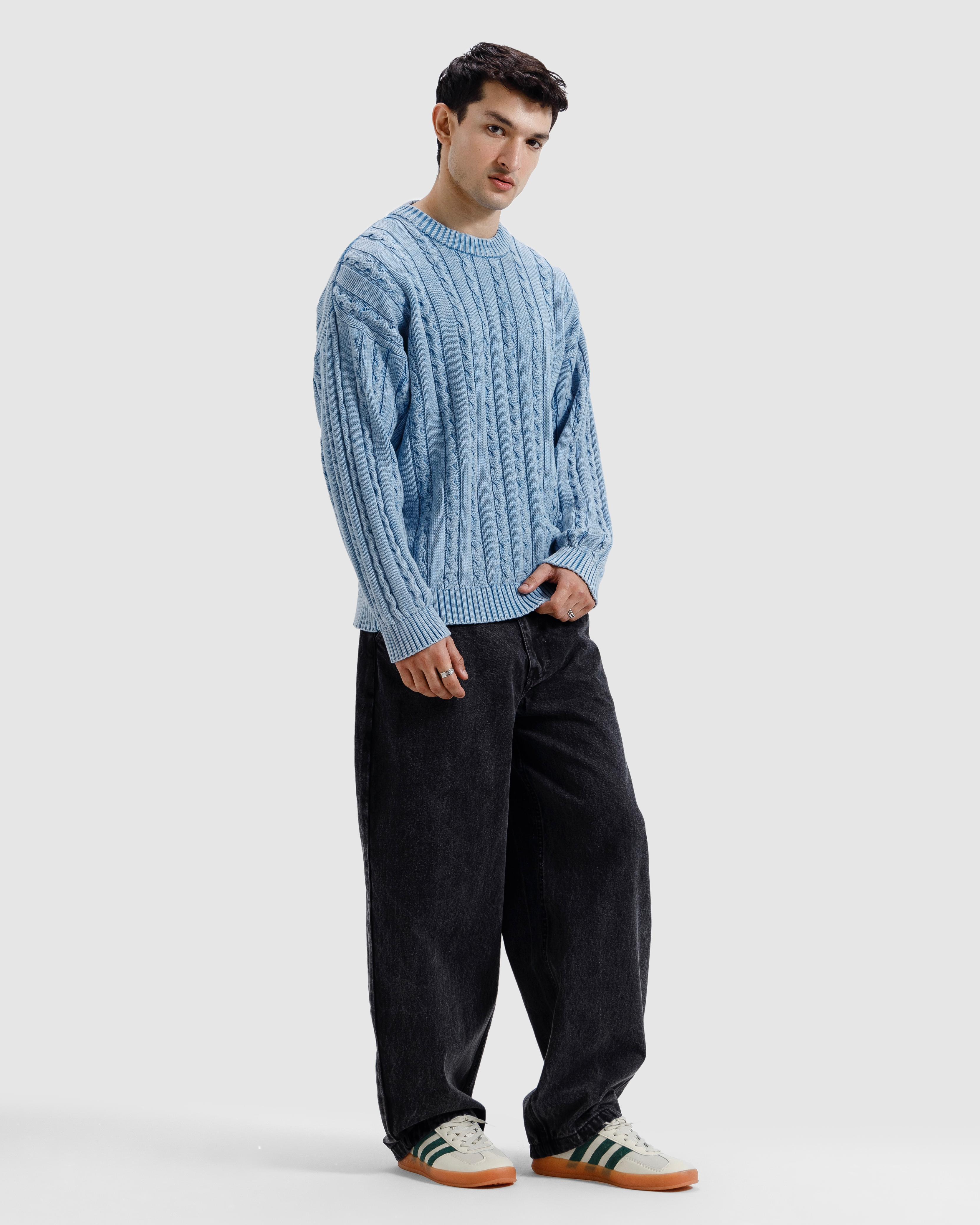 Washed Cable Knit Sweater